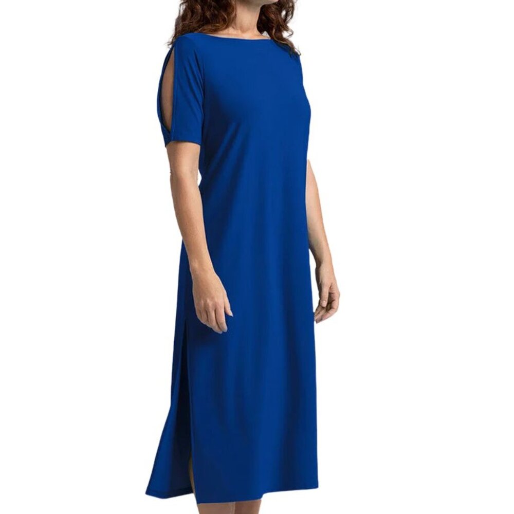Sympli-Boat Neck T-Shirt Dress - Twilight Blue - Women's Size 4